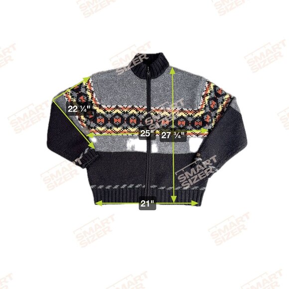 Ruff Hewn Vtg Cardigan Sweater‎ Mens L 70s Hippie Cowboy Zip Mock Neck - Picture 2 of 7